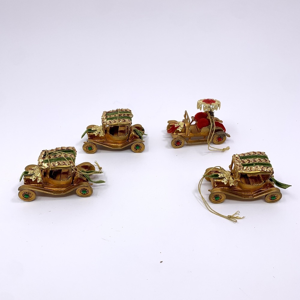Lot 4 Vintage Koestel Maxwell & Renault Golden Jeweled Car Ornaments W Germany - Picture 4 of 13
